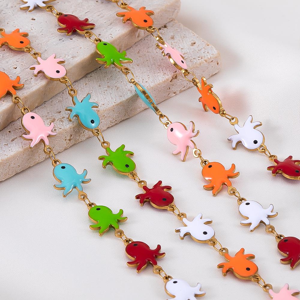 0.5M 1M Stainless Steels Cute Enamel Octopus Gold Chains for DIY Necklaces Making Jewelry Findings Sea Bracelets Anklet Supplies