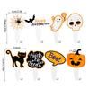 16/48pcs Halloween Cupcake Toppers Cartoon Pumpkin Ghost Bat Cake Dessert Decoration Kids Halloween Birthday Party Supplies Gift
