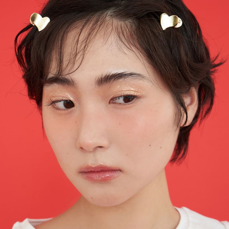 geegee [2SET] metal heart hair clip - 2color