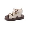 Girls Sandals Pu Leather Soft Sole Kids Princess Shoes Versatile Love Heart Sweet 2025 Summer Toddler Beach Shoes Roman Style