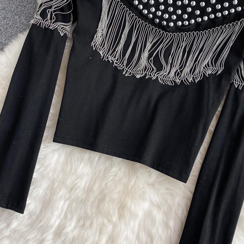 RUGOD Autumn Loose All-match Bronzing Tassel Cardigan Coat Women's Foreign Style Stand Collar Slim Short Top