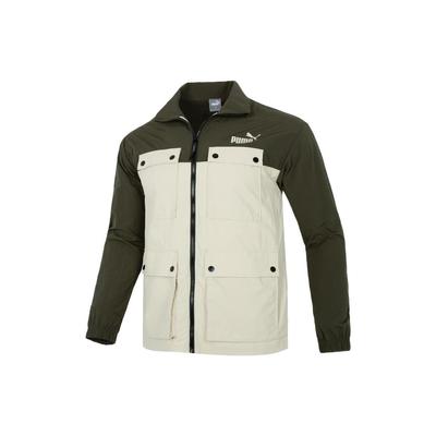 Color-Block Front-Zip Stand Collar Jacket Men Outerwear Olive-Green 849455-64