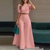 2026 Spring Women's Elegant Two-Piece Set: Short Top and Long Pants