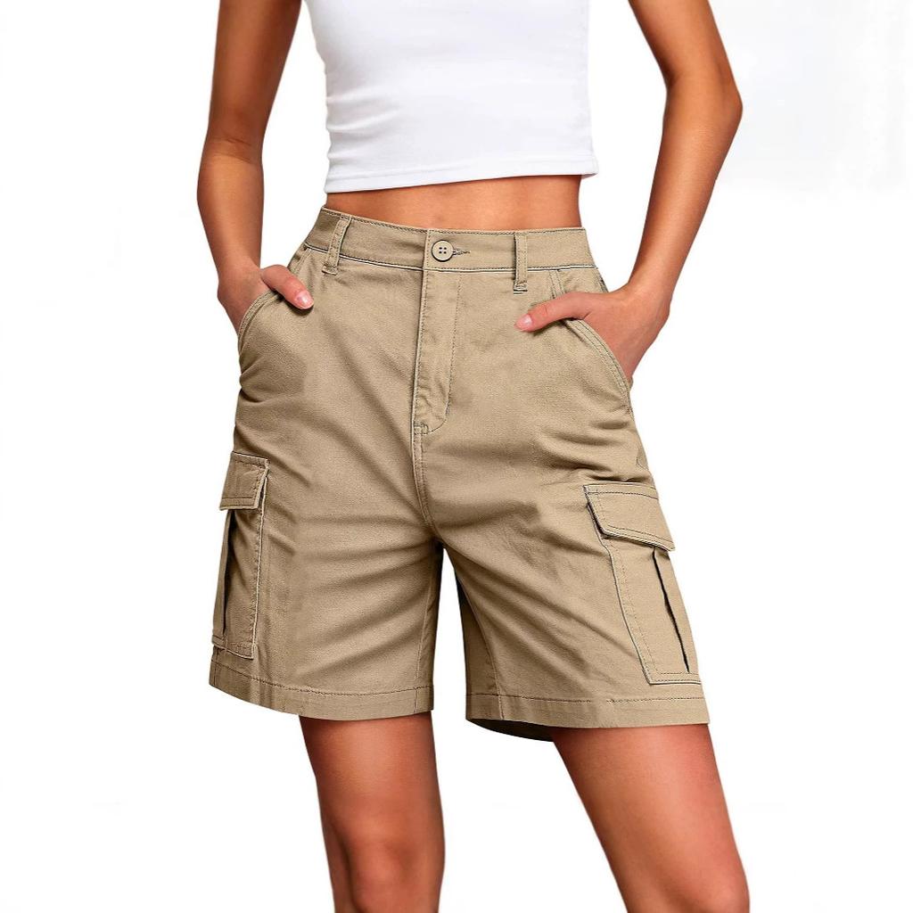 Women High Waist Cargo Shorts Casual Multi Pocket Loose Fit Lounge Shorts