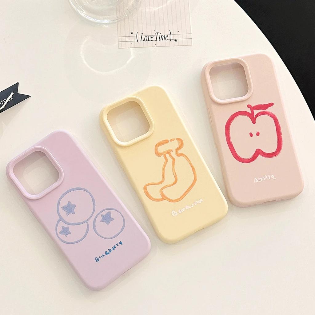 Creative Line Fruit Suitable for IPhone Apple 17Pro Mobile Phone Case 15/16 Glutinous Rice 13 Liquid 12 Simple 14
