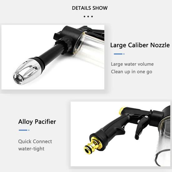 Garden Hose Nozzle with Foam Cannon 3 Spray Modes High-Pressure Hose