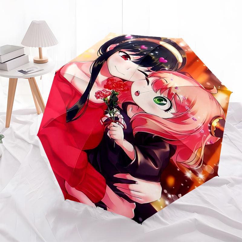 1pc Mother's Day Gift: Cute Anime Girl with Flowers Umbrella - Automatic Opening, Foldable Design, Iron Frame, Outdoor Use, Suitable for Fans, Travel,