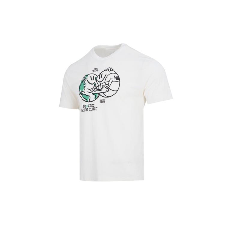 Nike Basketball Earth Pattern Printing Round Neck Short Sleeve White Men s DM1318-901 XXL