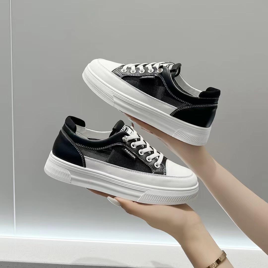 

Туфли из натуральной коровьей кожи белого цвета с дышащей сеткой для повседневной женской одежды 40 чёрный