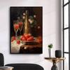 Vintage Wine Barrels and Wine Fountain Dinner Party Food Illustration Poster Canvas Painting Wall Pictures Home Wine Shop Decor