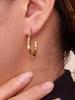 Qiong Yao Bamboo Joint Stainless Steel Earrings - PVD Gold-Plated Fashionable Color-Retaining Earrings for Women
