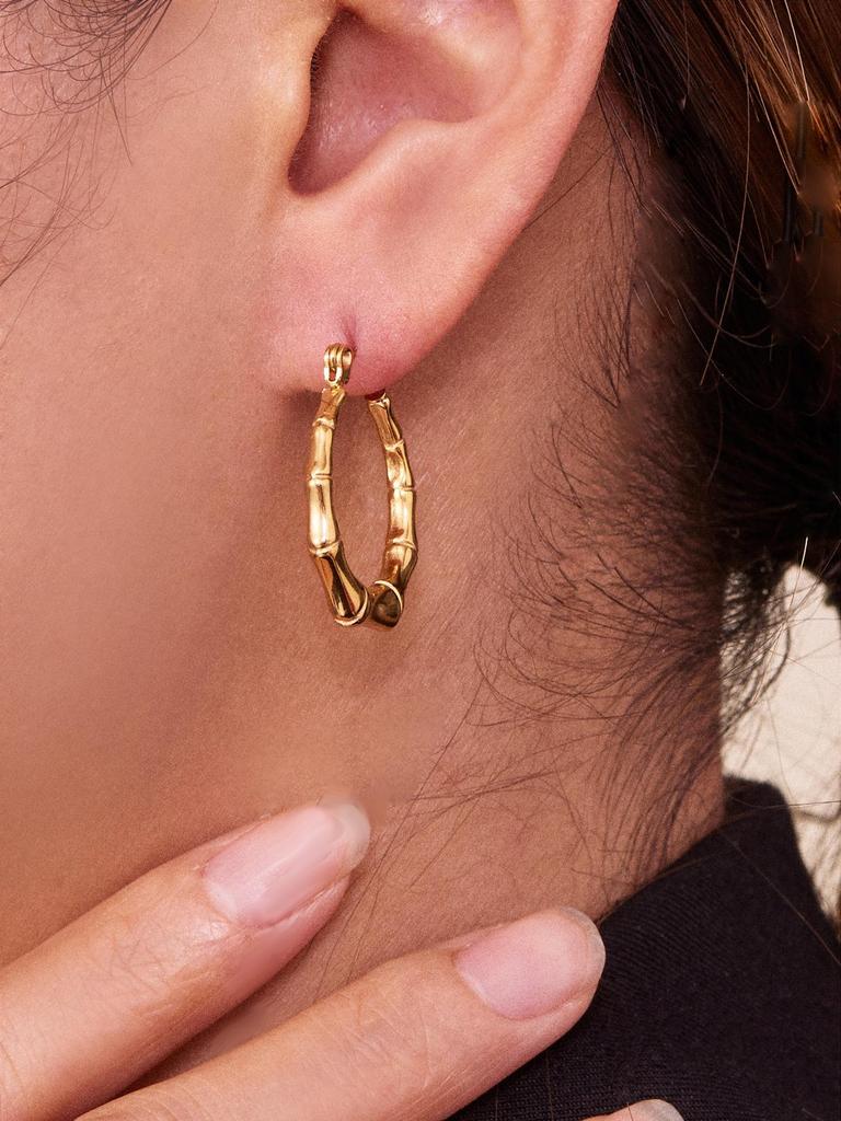 Qiong Yao Bamboo Joint Stainless Steel Earrings - PVD Gold-Plated Fashionable Color-Retaining Earrings for Women