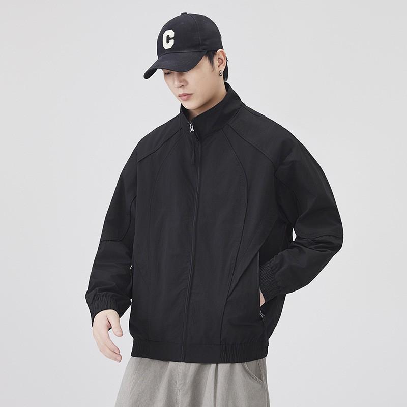 Mens Stand Collar Jacket 2026 Streetwear Loose Fit Casual Workwear Coat