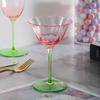 Light Luxury Retro Flower Home Wine Glasses Champagne Cup Set Crystal Goblet Glass Ribbed Pink Green Cocktail Glass Martini Cup