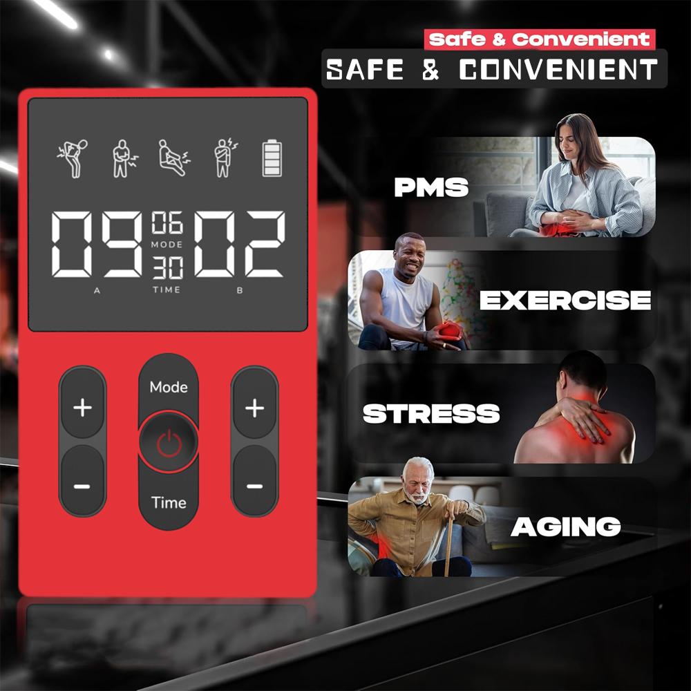 TENS Meridian Massager EMS Multifunctional Massager with 12 Modes and 36 Levels of Intensity Timed Dual Channel Output Massager