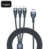 5A Super Fast 3-in-1 Braided Charging Cable, 2m Type-C to Triple Connector