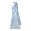 Elegant Off-Shoulder Backless Wrap Tie Neckline Maxi Dress Women 2025 Slim Fit High Waist TR Fabric