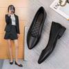 Work Shoes Women's New Black Summer Professional Work Tooling Women's Shoes Pointed Thick Heel Leather Shoes Soft Leather Soft Sole Single Shoes