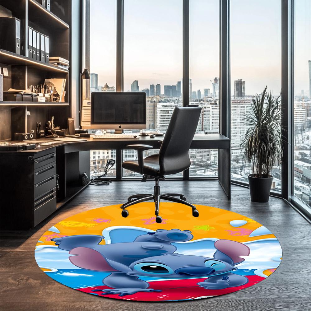 Stitch Printed Round Rug Carpet Chair Rug Area Rug Entryway Doormats,for Office Chair Living Room Bedroom Kitchen Room.