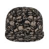 Scary Skull Gothic Skeleton Print Baseball Cap Funny Flat Brimmed Hat 3D Printed Snapback Flat Bill Hip Hop Hat for Men Women