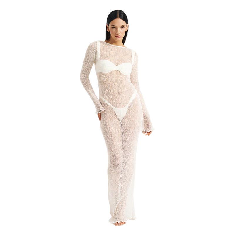 Sexay Knit Long Sleeve Dress With 3d Pattern For Nightclub And Beach Wear