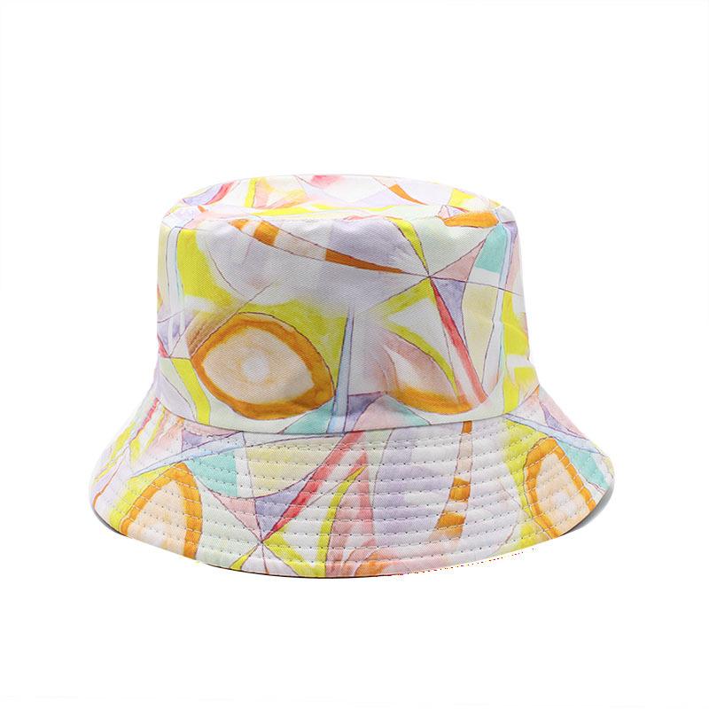 Printed Tie-Dye Bucket Hat For Men And Women Outdoor Sunscreen Bucket Hat Graffiti Double-Sided Basin Hat Trend