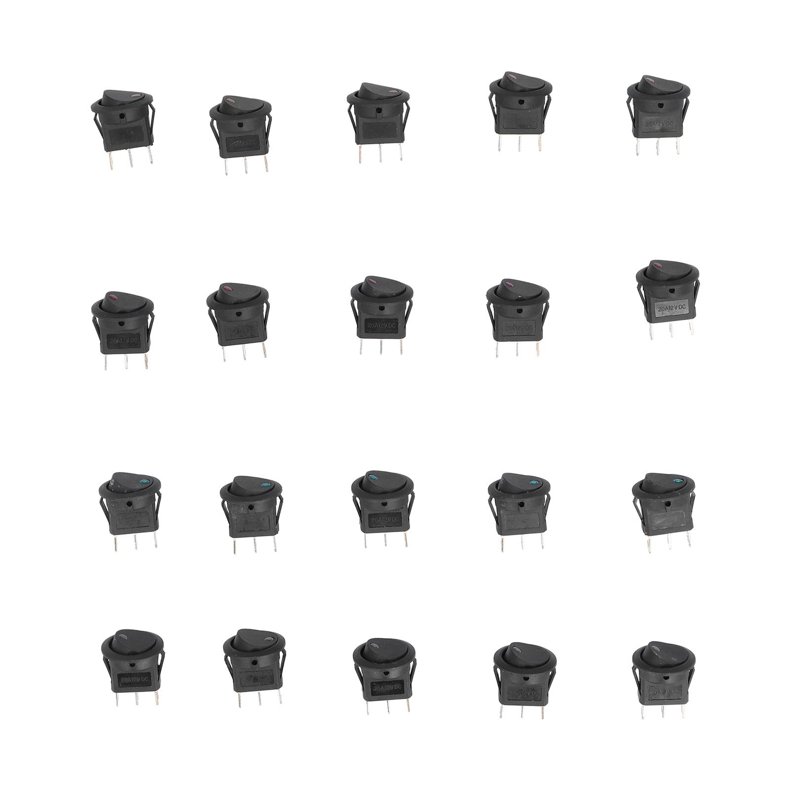 

20Pcs Car LED Switch Round Head Ship Waterproof Durable Easy Install Automobile Accessories DC12V 20A