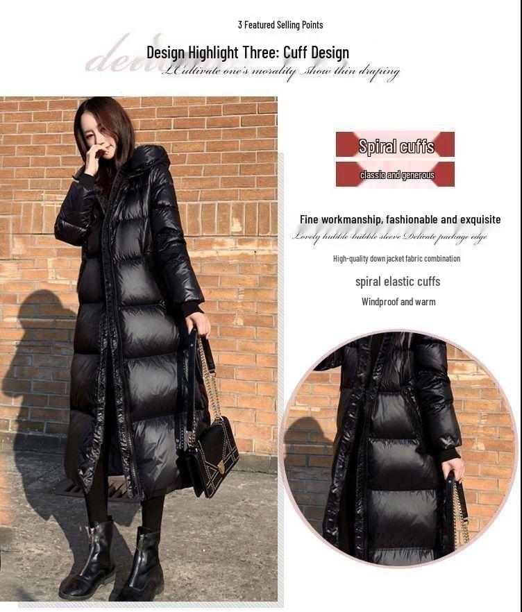 Abrigo Largo de Algodón Acolchado Negro para Mujer Estilo Coreano 2025 - Grueso Adelgazante Ropa Exterior de Invierno