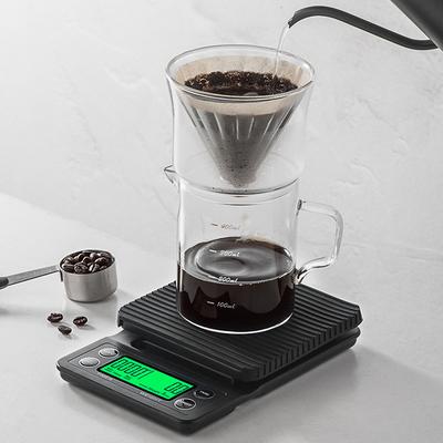 1 Stück Schwarze Präzisions-Kaffee-Tropfwaage 3kg/0,1g LCD Elektronische Waagen mit Timer Hochpräzise Digitale Küchenwaage