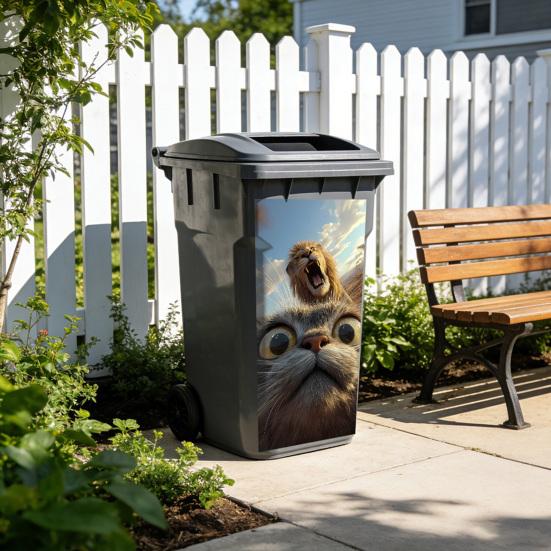 Dustbin Sticker Funny Cartoon Animal Wheelie Bin Decal Self Adhesive Cute Monkey Chicken Cat Sticker for Door Trash Cans Bins Driveway Garden Patio