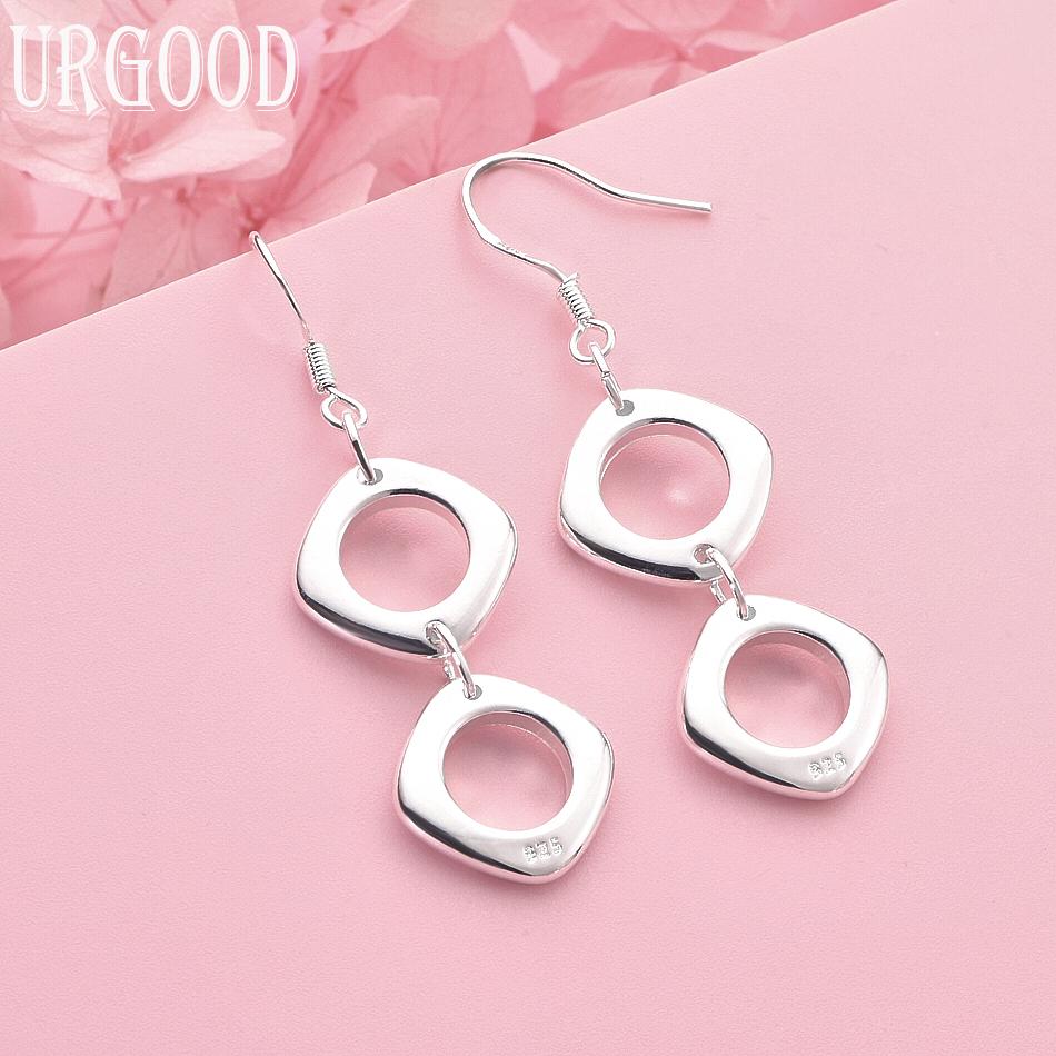 

925 Sterling Silver Round Pierced Earrings Wedding Jewelry 4.50*1.10cm