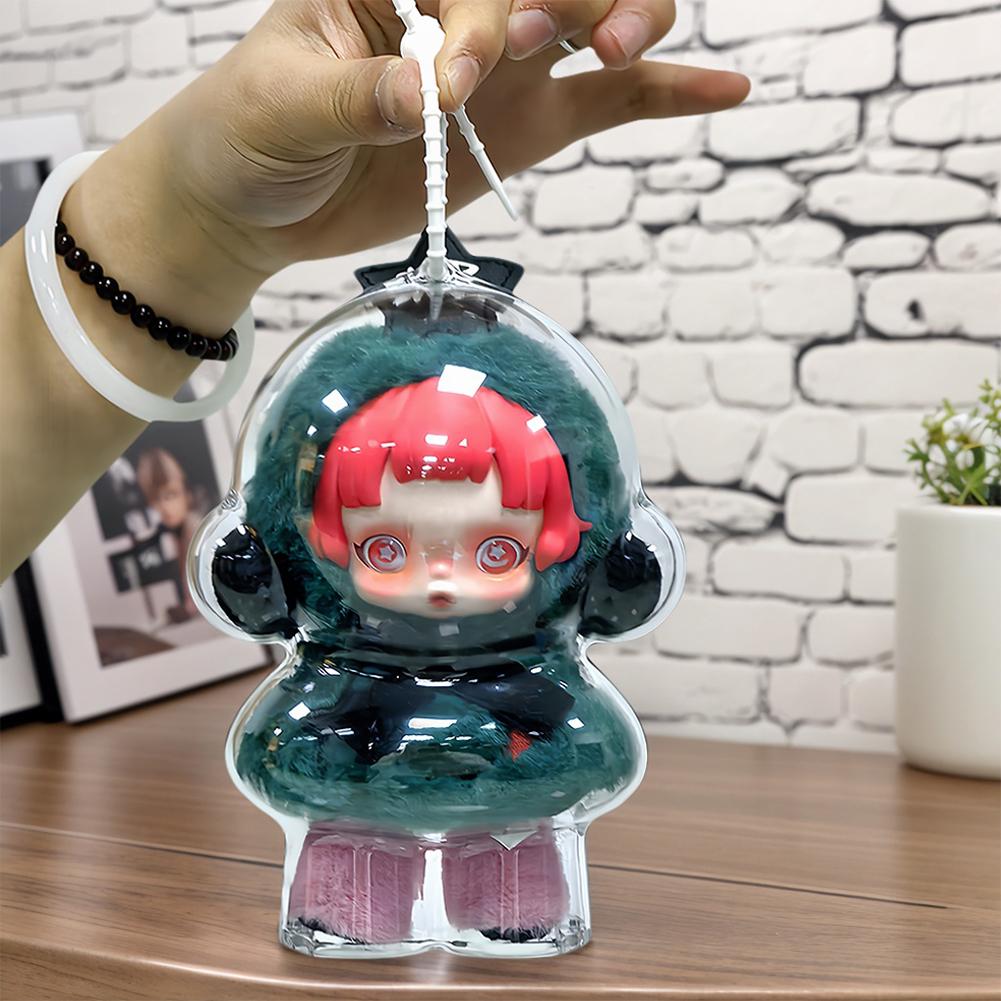 1/2 STÜCK Acryl Transparent Schutzhülle Puppen Staubschutz Aufbewahrungskoffer mit Riemen für Skull Panda Winter Movement für SP Puppe