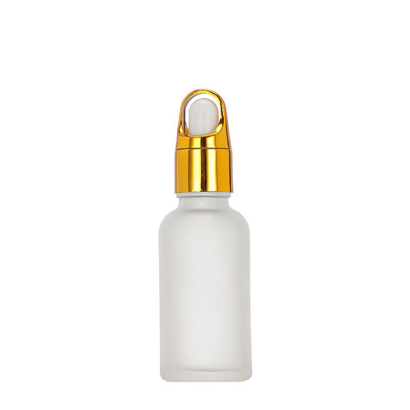 Transparent 30ml Glass Essential Oil Bottle with Frosted Rubber Dropper - Travel-Size Cosmetic Sample Container