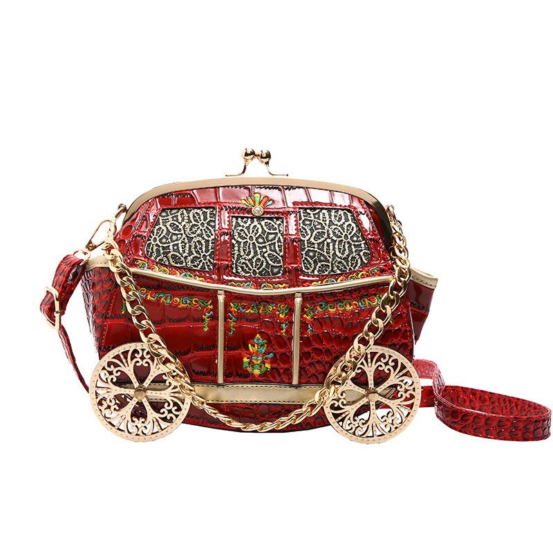 Královský kočár Večerní psaníčka pro ženy Výšivka Večerní párty Kabelka přes tělo Luxusní Nádherné Krokodýlí kabelky