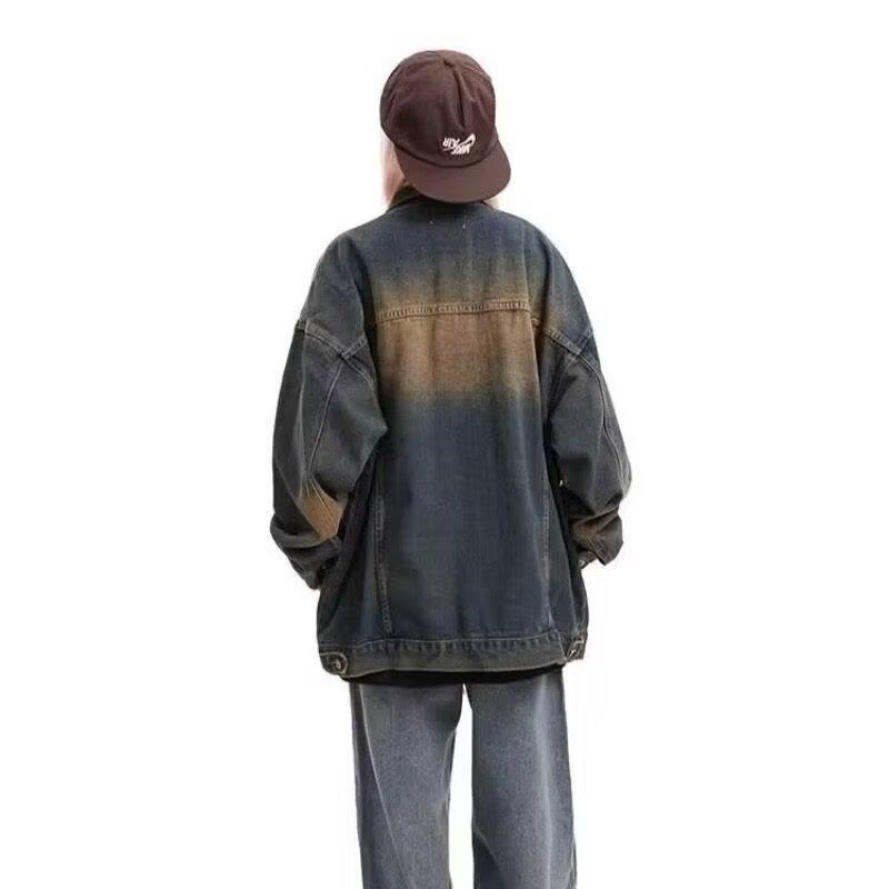 2025 Unisex High Street Washed Distressed Denim Jacket - American Retro Spring/Autumn Collection