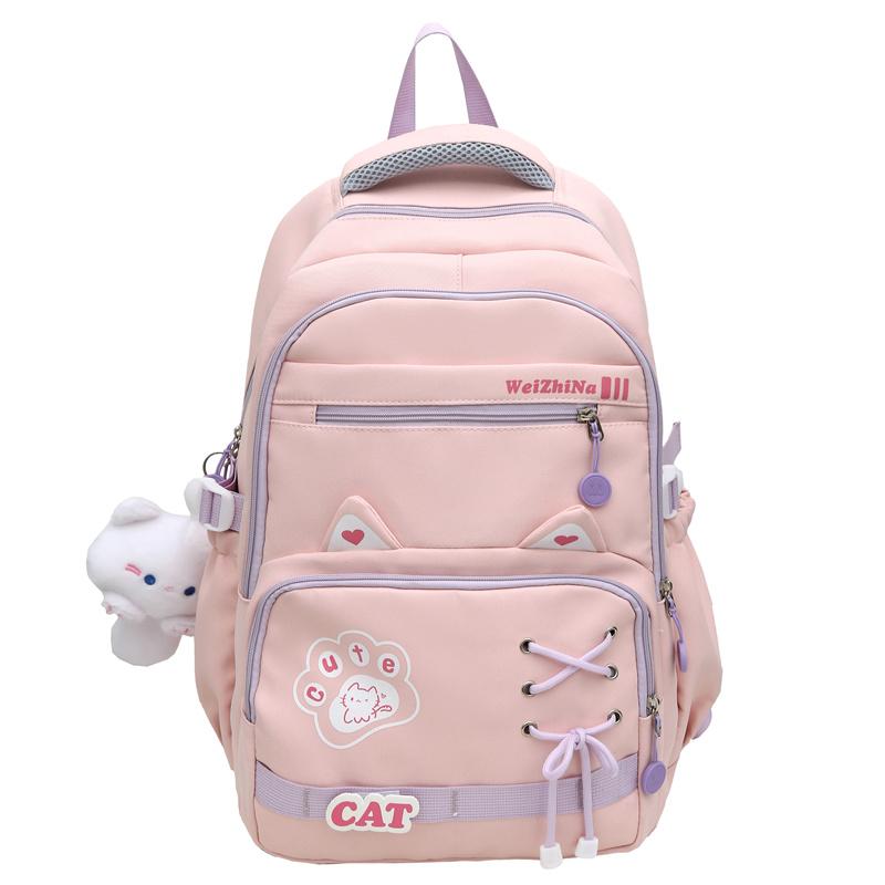 Middle School Student Schoolbag Women's Lightweight Backpack Cartoon Cat Large Capacity Backpack