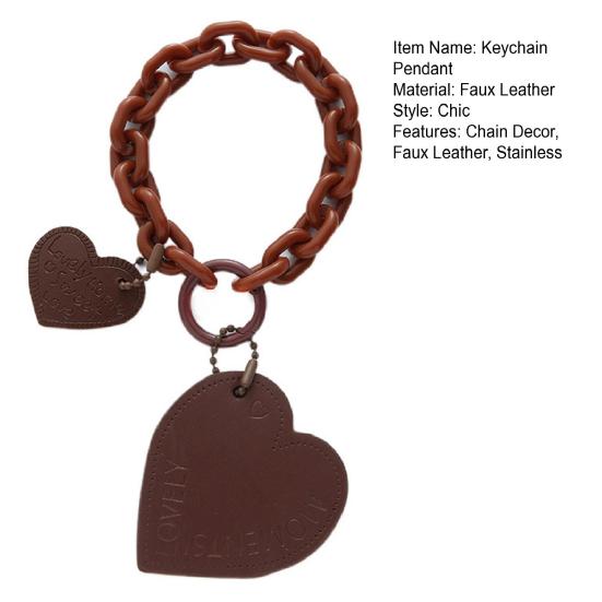 Keychain Pendant Chain Faux Leather Heart Pendant Stainless Portable Shoulder Bag Handbag Decoration Pendant Keyring Holiday Gift