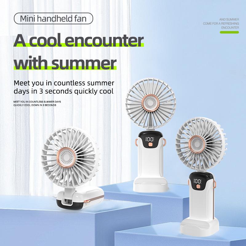 Factory 1200mAh Rechargeable USB Electric Portable Fan Customizable Handheld Folding Wearable Small Fan Hotel Use Low