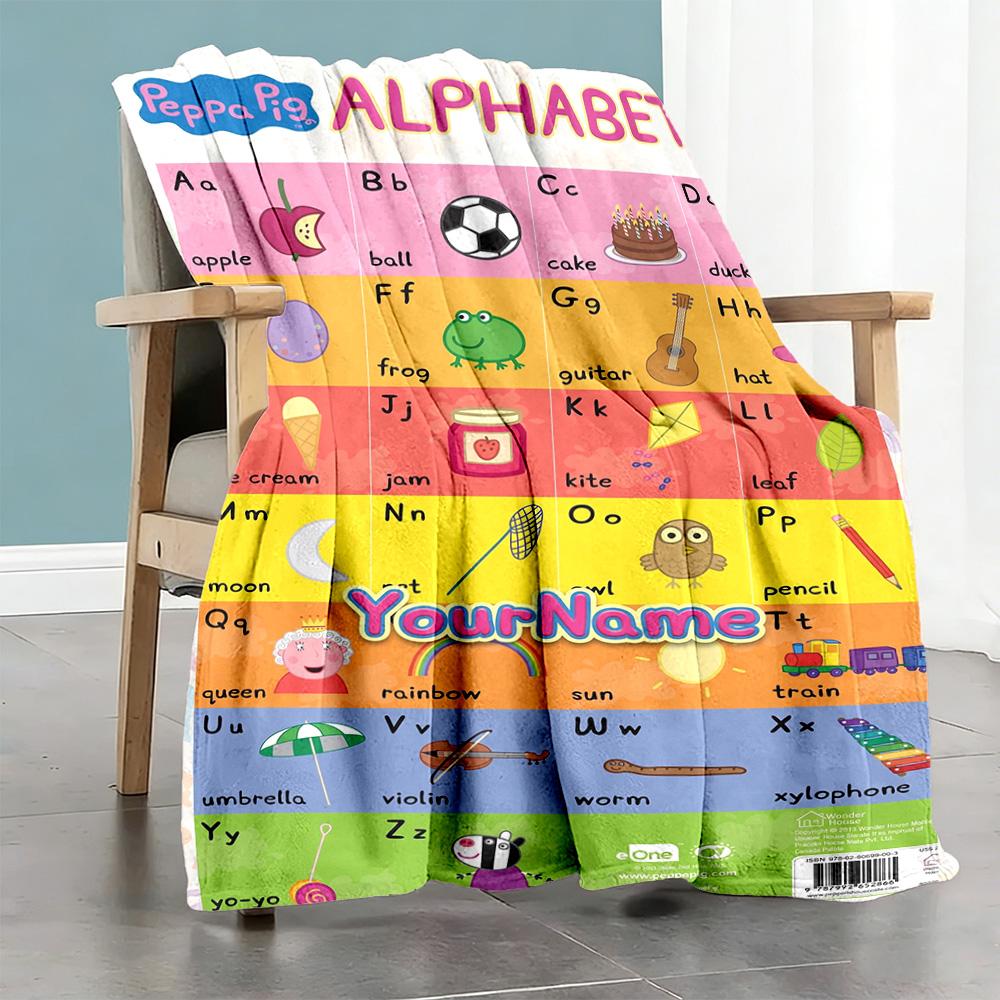 Peppa Pig Personalized Name Blanket Cozy Personalized Blanket Soft & Cozy Throw For Bed Seaside Picnics Livingroom Ideal for All Seasons