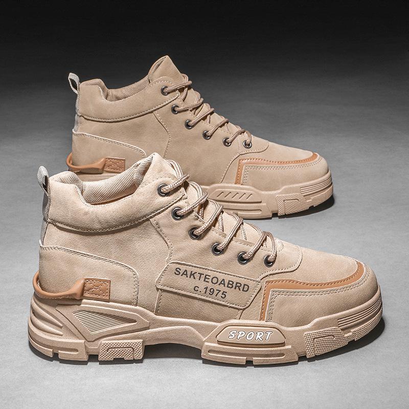 Autumn Men Shoes High-Top Martin Boots Men's Round Toe Retro Student Boots Breathable Men's Trendy Boots Casual And Fashionable