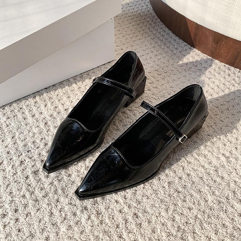 2025 New Spring and Autumn Women's Mary Jane Pointed Shoes Korean Style Ladies' Casual High Heels Work and Party Wear
