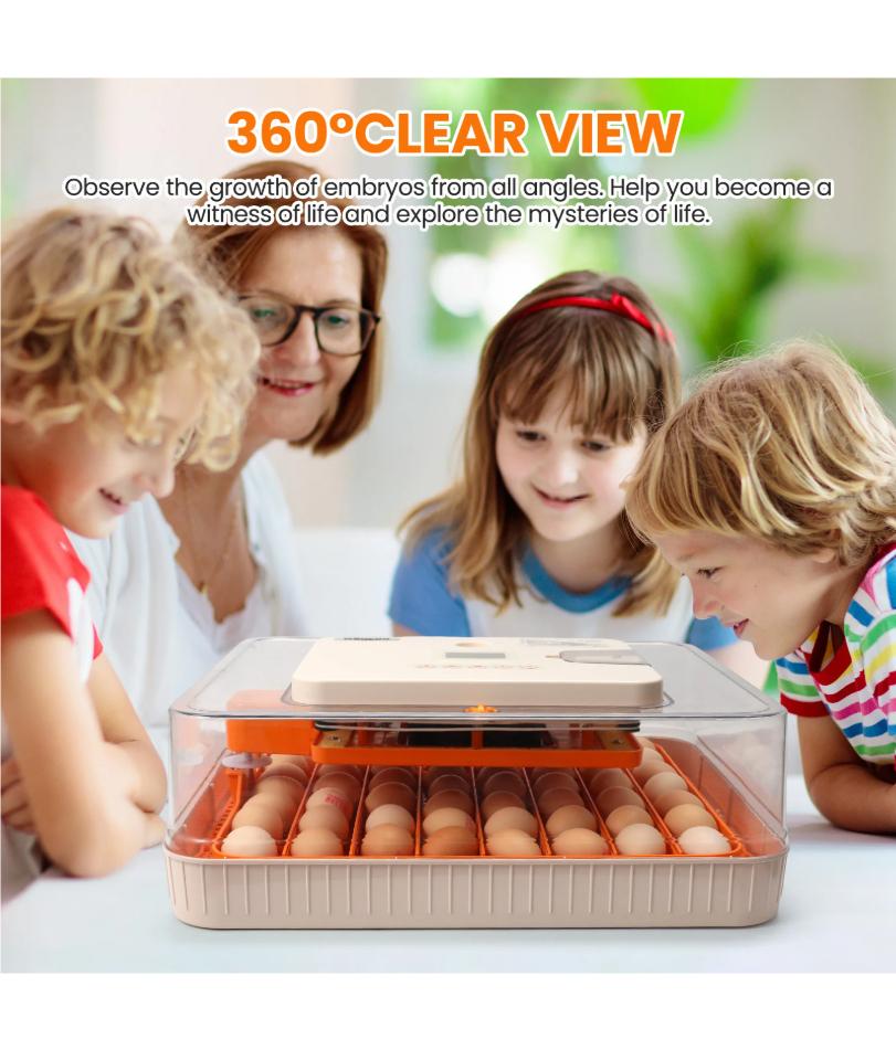 56 Eggs Fully Automatic Incubator Automatic Egg Turning Temperature Control Incubator for Poultry Egg with LED and Double Power