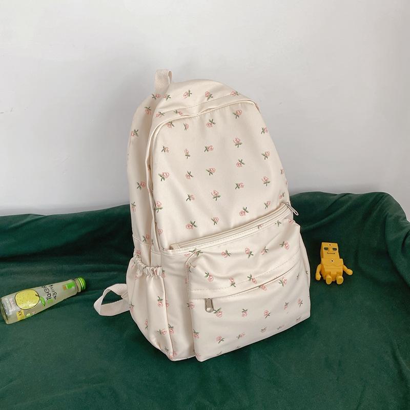 Schoolbag New Girl Flower Label Fresh and Sweet Fashion Backpack Campus Travel Lightweight Versatile Student Backpack