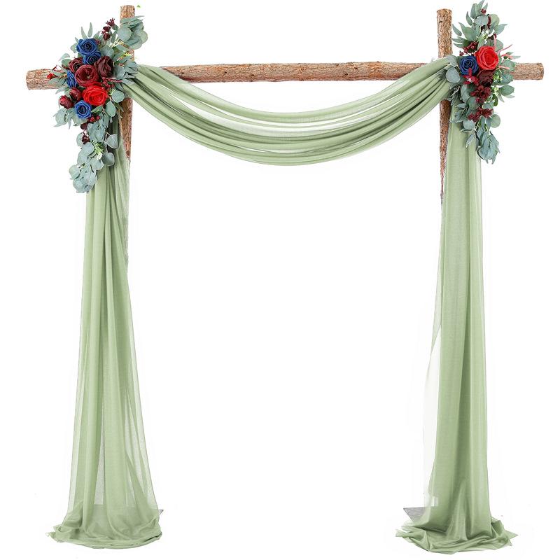 Forest Style Wedding Arch Decoration: Outdoor Lawn Chiffon Gauze Curtains