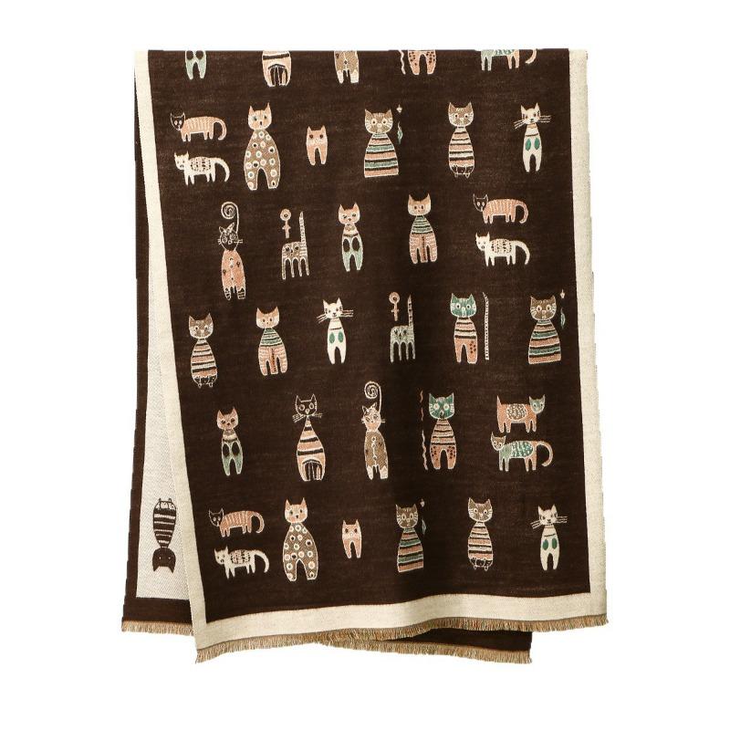 Neuer heiß verkaufter Mode-Katzen-Imitationskaschmir vielseitiger Schal Weiblichkeit warm und verdickt Reise-Außenschal langer Schal