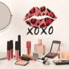Personalized Leopard Print Lip Prints and English Word Decorative Wall Stickers for The Dressing Room Bedroom