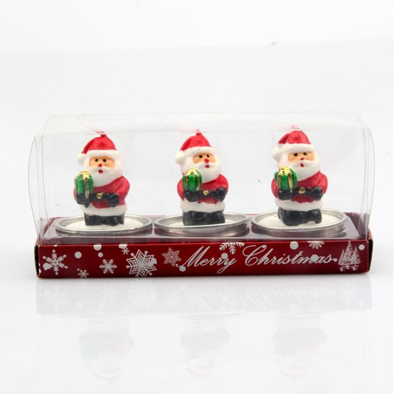 3pcs Christmas Candles Santa House Snowflake Shape Hotel Wedding Birthday Party Home Decor