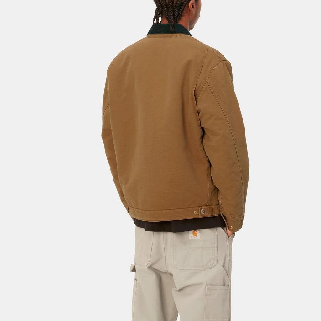 Carhartt WIP FW23 Detroit Jacket Classic Vintage Letter Logo Patchwork Corduroy Collar Zip Design Distressed Casual Detroit Jacket I027358-1QB