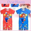 Boys' Cartoon Mario Short Sleeve One-piece Swimwear For Kids Summer Children's Swimwear