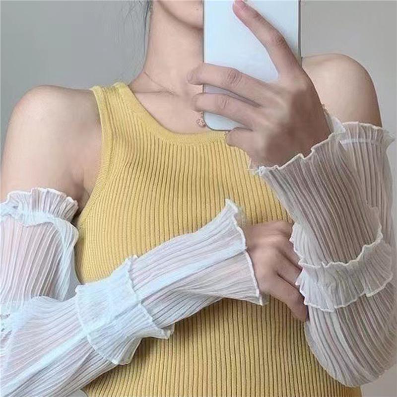 Women Long Fingerless Gloves Summer Sun Protection Gloves Lady Thin Lace Mesh Arm Sleeve Sunscreen Uv Breathable Driving Mittens